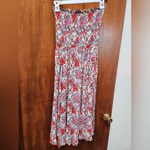 Lulus Floral Smocked Midi Dress With Slits